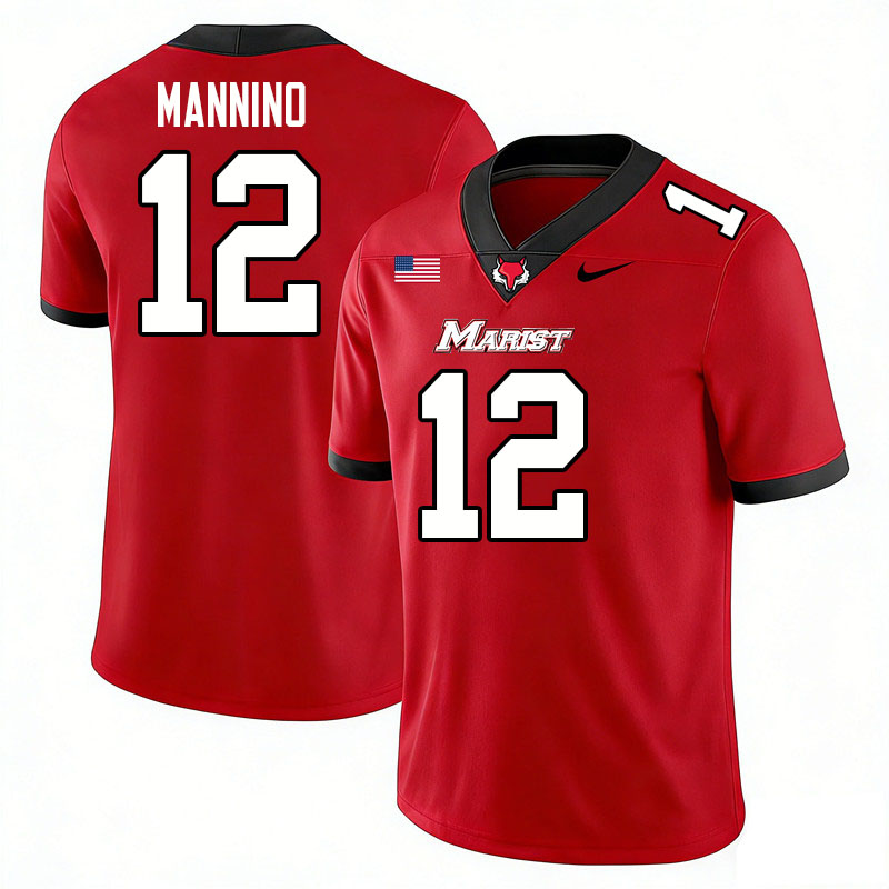 Marist Red Foxes #12 Sonny Mannino College Football Jerseys,Uniforms-Red